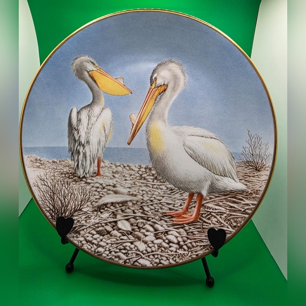 Decorative Plate with Pelican Design Antique VintageDanbury Mint Pelican Collect